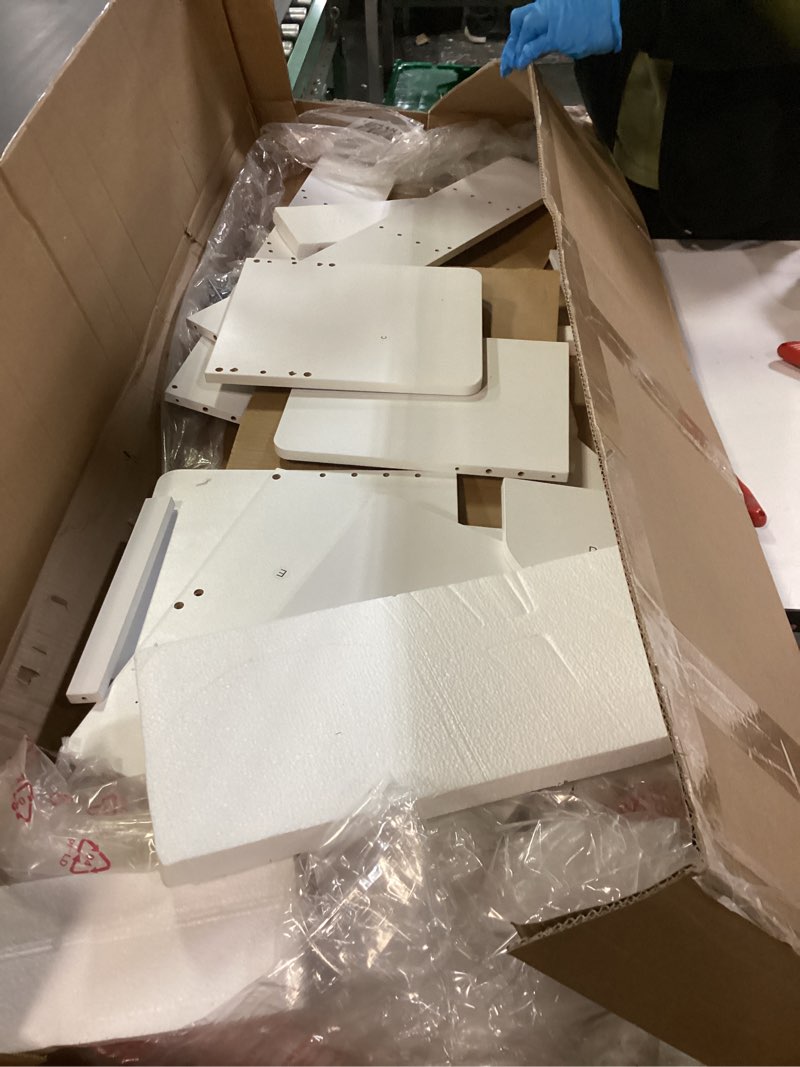 Condition photo showing As Is for Similar Allewie Full Size Bed Frame with Adjustable Headboard, Faux Leather Platform Bed with Wood Slats, Heavy Duty Mattress Foundation, No Box Spring Needed, Noise-Free, Easy Assembly, White