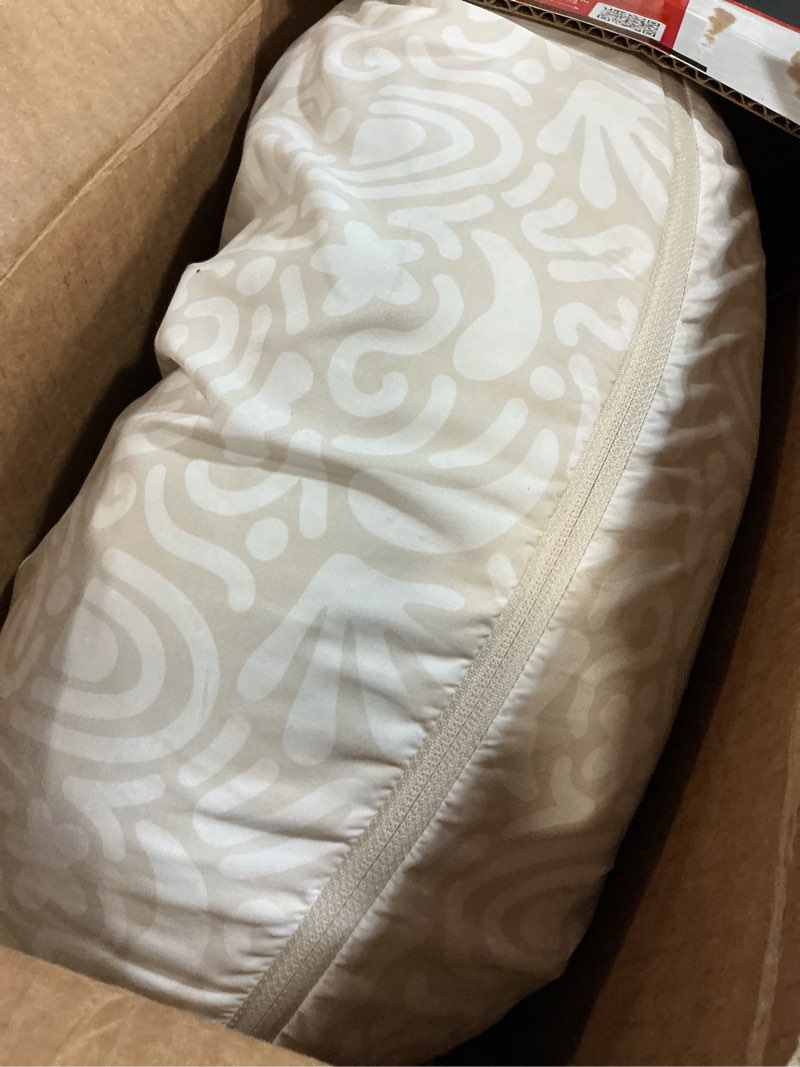 Condition photo showing Good Condition for boppy nursing pillow - firm, ergonomic u-shaped bottle and breastfeeding pillow with high lift for comfort and support, spacious surface - cream retro squiggles new nursing pillow cream retro squiggles