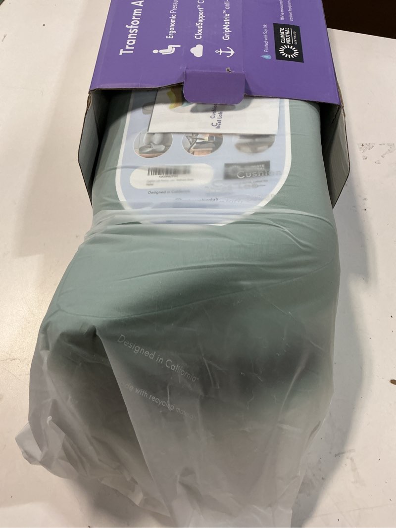Condition photo showing New/Like New for c cushion lab patented pressure relief seat cushion for long sitting hours on office/home chair, car, wheelchair - extra-dense memory foam for hip, tailbone, coccyx, sciatica - wellness green
