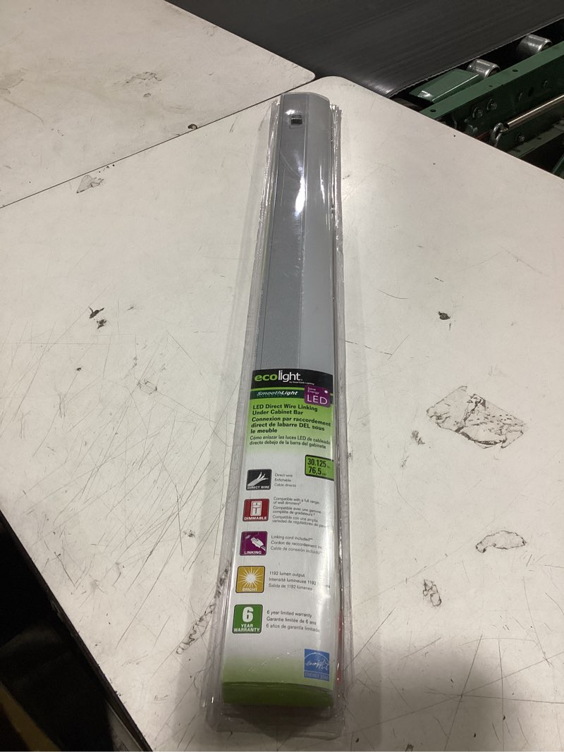 Condition photo showing New/Like New for ecolight 30-inch led direct wire under cabinet light bar, silver gloss metallic