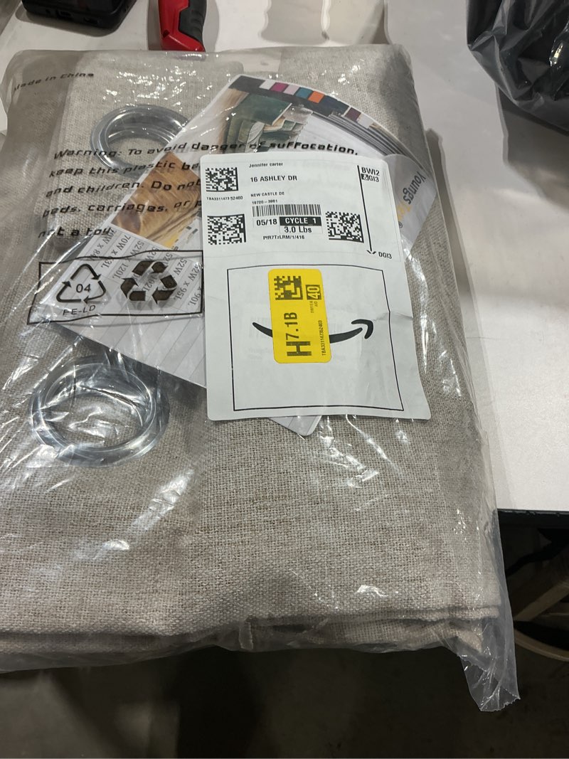Condition photo showing Good Condition for youngstex linen blackout curtains 63 inch length for bedroom, room darkening window drapes with grommet thermal insulated black out blinds for living room, 2 panels, 52 x 63 inch, beige 52"w x 63"l (pack of 2) beige
