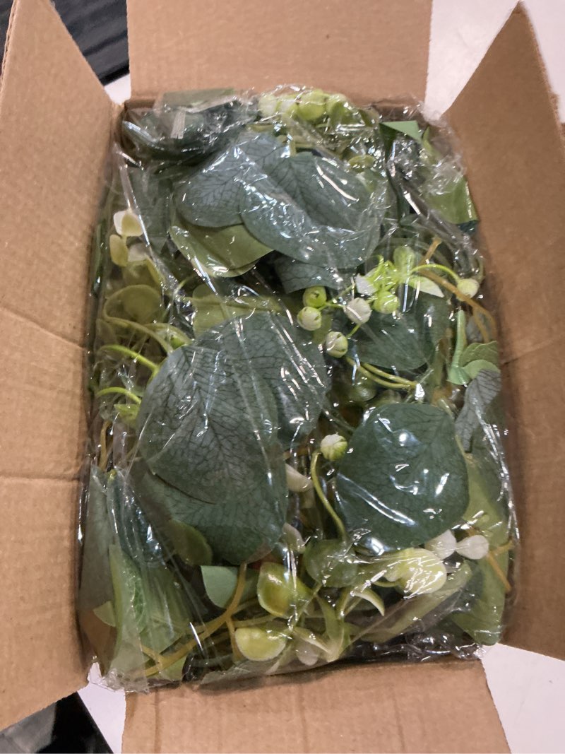 Condition photo showing New/Like New for eucalyptus garland, 4pcs 6ft green flower garland decor, spring summer artificial faux eucalyptus leaves greenery vines for table runner wedding arches mantle centerpieces backdrop decorations