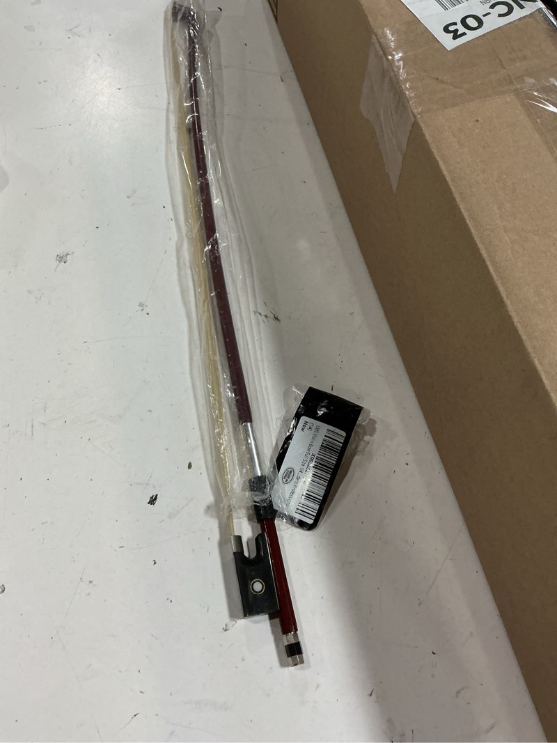Condition photo showing Good Condition for lms violin bow full size 1/4 brazilwood violin bows lightweight bow well balance fiddle bow made with ebony frog mongolian white horse hair for violin student professional (1/4)