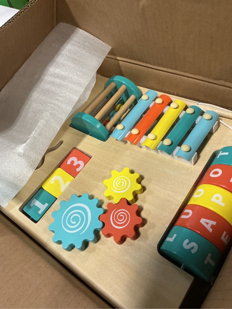 Condition photo showing Good Condition for Wooden Baby Walker with Wheels, Walker for Baby Boys 12 Months Push Toy, Sit to Stand Activity Walker Learning to Walk Contrast baby walker