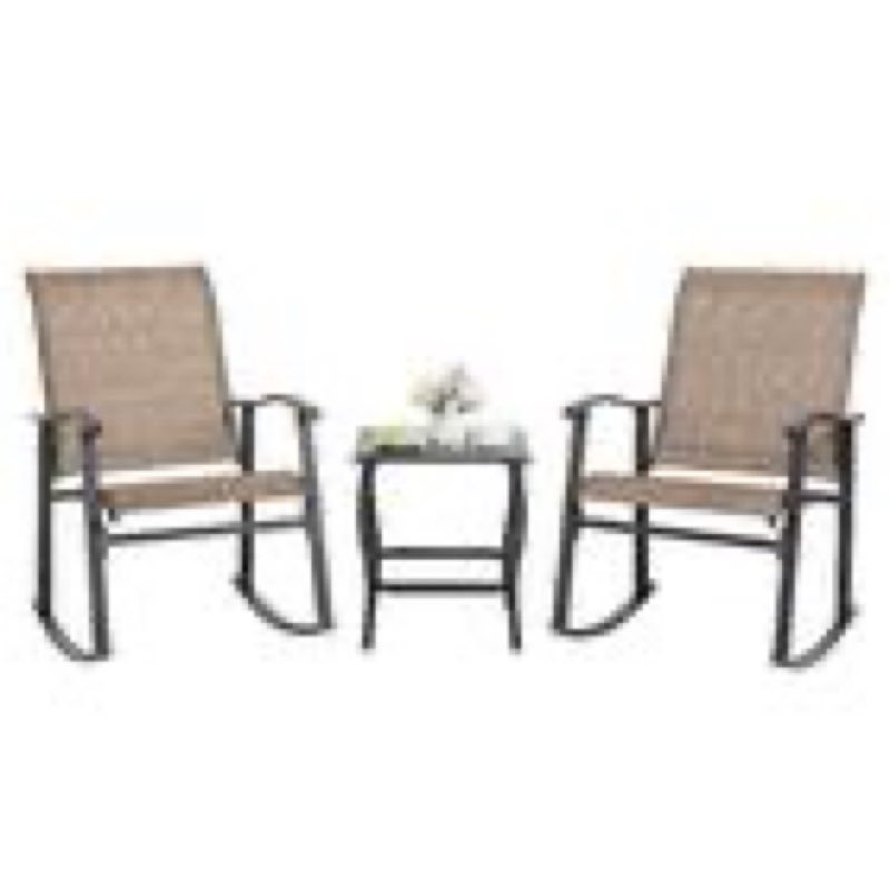 Shintenchi  2 Piece Rocking Bistro Set Outdoor  Rocker Chairs
