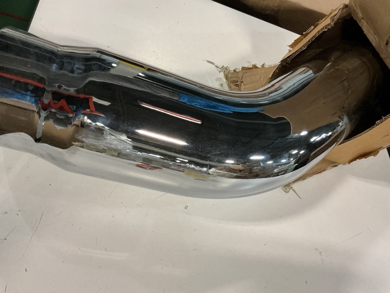 Condition photo showing As Is for JY PERFORMANCE 5 Inch ID Diesel Exhaust Tip Elbow Tip 5'' Inlet 6'' Outlet 23'' Long Chrome Turndown Exhaust Tip with Clamp