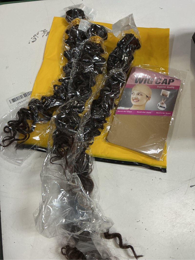 Condition photo showing New/Like New for #4 human hair bundles chocolate brown water wave bundles 18 20 22 inch invisible dark brown wet and wavy human hair extensions for women 3 bundle total 150g