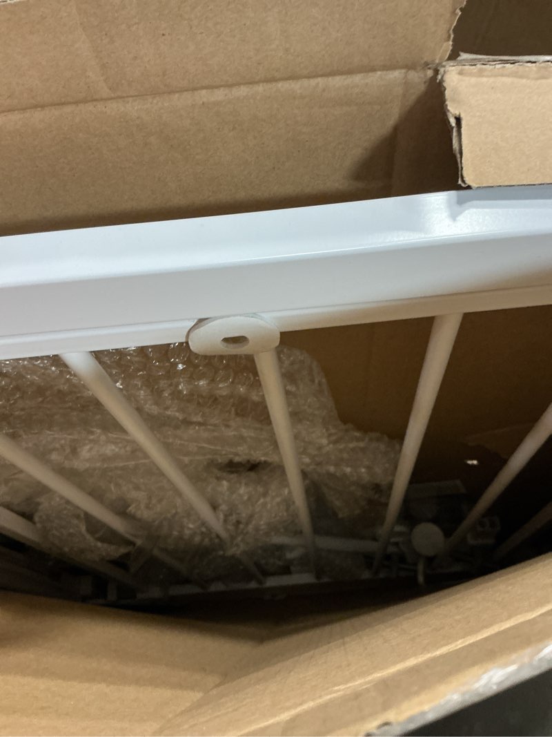 Condition photo showing As Is for safety 1st easy install walk thru baby gate for doorway with door, dog gates, fits 29"-38", easy install 28" tall, white 1-pack 29" to 38" wide x 28" tall white
