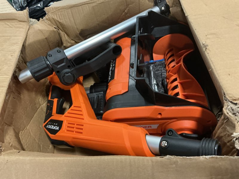 Condition photo showing Good Condition for Cordless Snow Shovel, Electric Snow Shovel 12" Width 6.7" Depth Cleaning and 20ft Throwing Distance, 4 Ah 21V Battery Brushless Snow Mover with Adjustable Front Handle for Driveway, Steps, Patio Orange