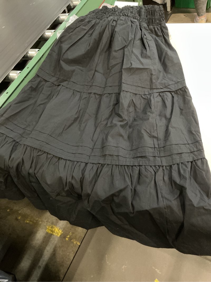 Condition photo showing Good Condition for quince 100% organic cotton poplin tiered maxi skirt, s, black