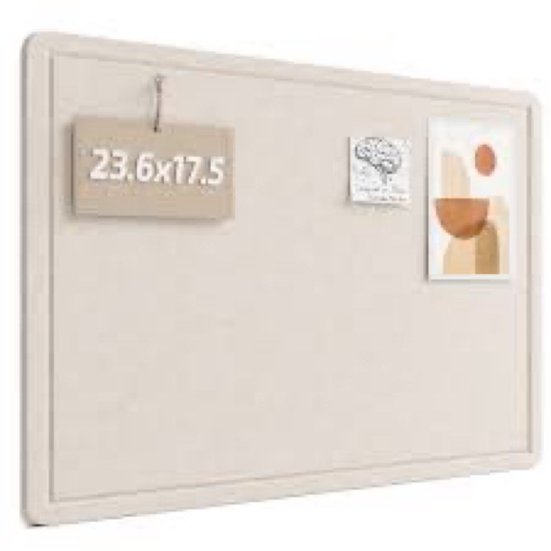 fluxynara foldable cork board alternative, felt bulletin board 36" x 24" oatmeal frame with 24 adhes