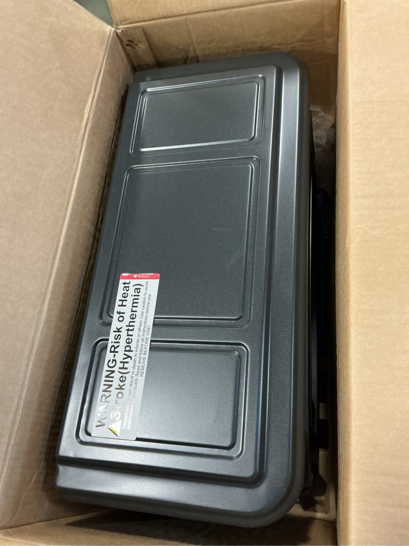 Condition photo showing As Is for Style Selections 20.87-in W 5200 -BTU Black Metal Flat wall Fan-forced Electric