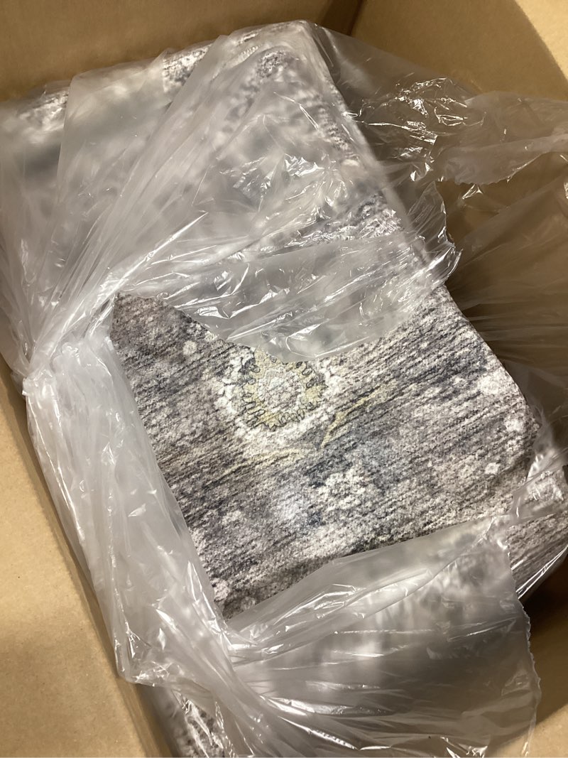 Condition photo showing Good Condition for Area Rugs 5x7 for Living Room Bedroom, Grey Washable Rug, Vintage Retro Boho Rug, Non Slip & Low Pile Faux Wool Thin Carpet for Indoor Dining Room, Dorm and Kids Room(Taupe/Grey 5x7ft) Taupe/Grey 5' x 7' (Rectangular)