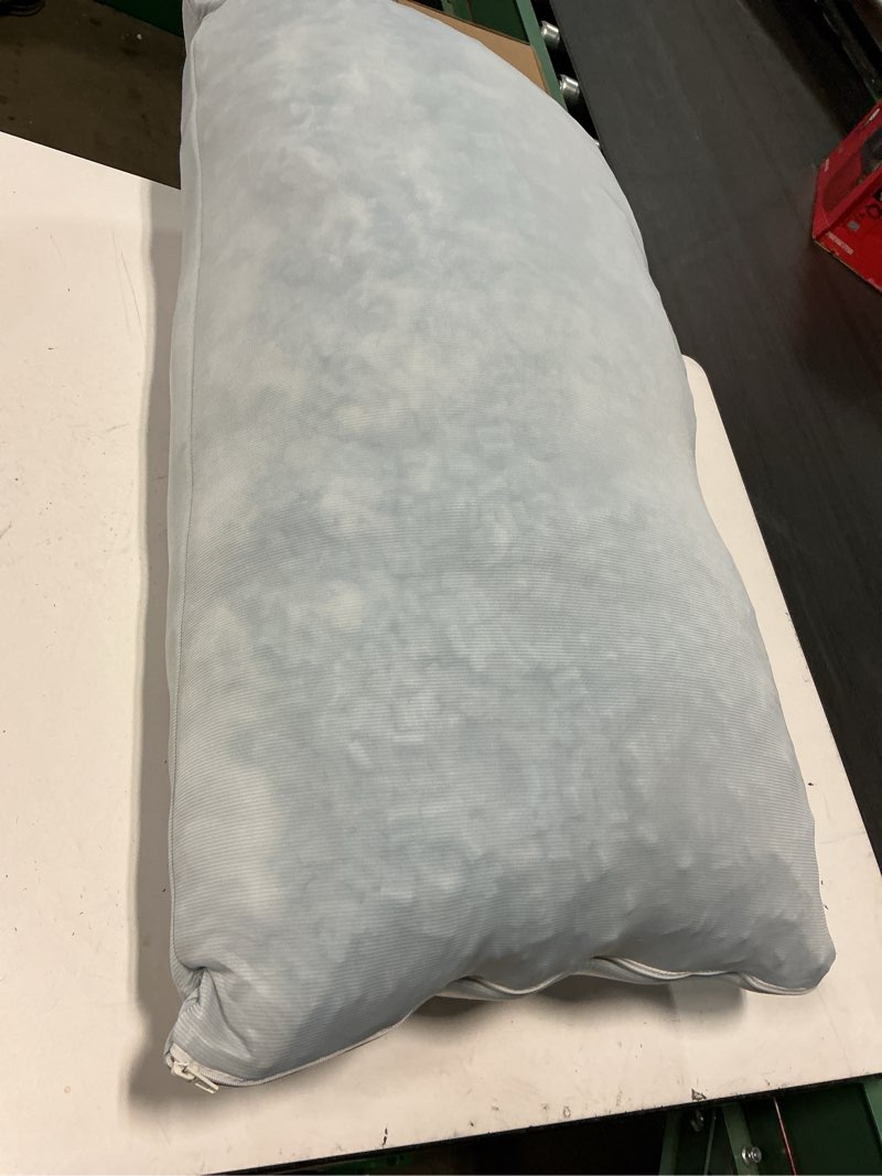 Condition photo showing As Is for body pillow, cooling memory foam body pillows for adults sleeping, long pillow for bed, big large firm full body pillow for side sleeper, 20x54 inch, light blue