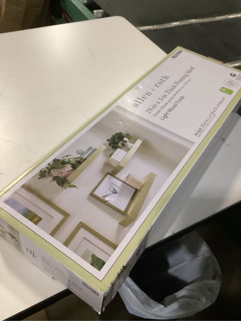 Condition photo showing New/Like New for allen + roth 8-in d x 24-in l light wood particleboard rectangular floating shelf 