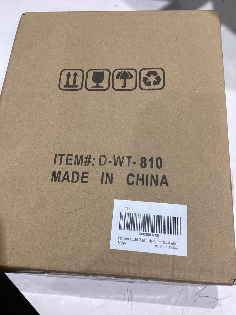 Condition photo showing Good Condition for Califortree 8x10 Shadow Box Frame with Linen Back - Real Glass, Push Pins Included, Sturdy Rustic Memory Display Case, Fits 6.8x8.8 Inserts, Distressed White Distressed White 8x10