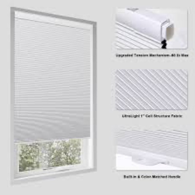 Tonature No Drill Cellular Shades for Indoor Windows, Thermal Insulating & Noise Reducing Honeycomb 