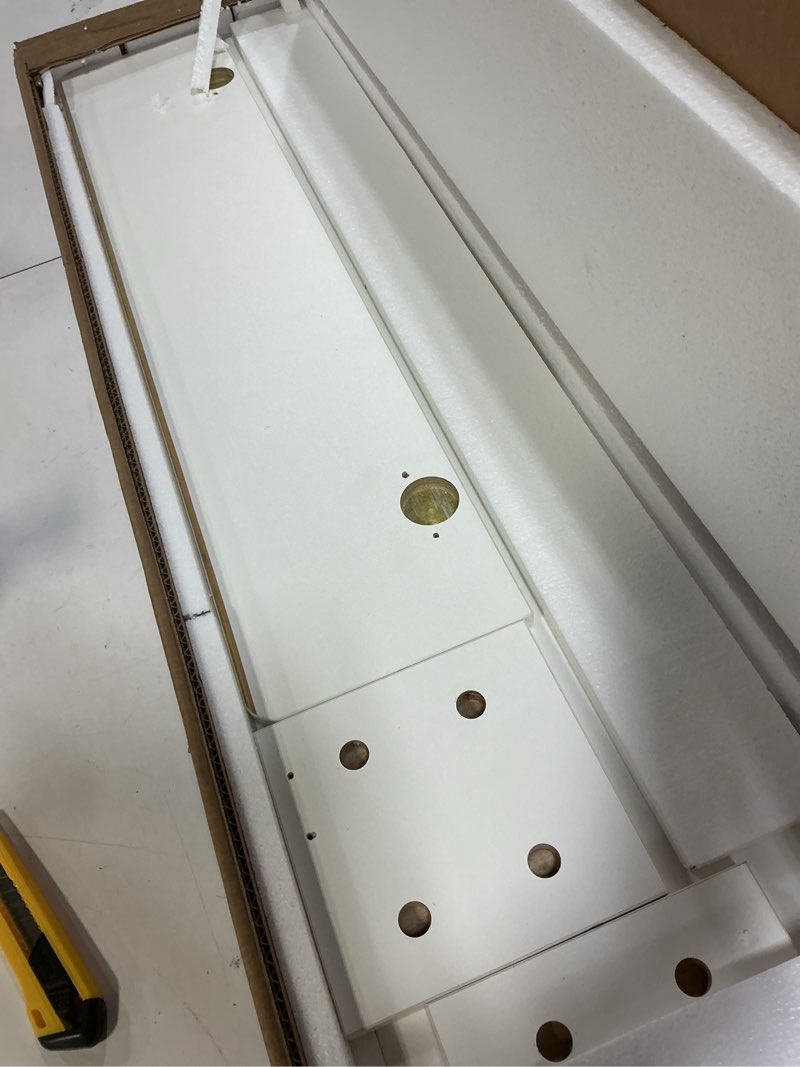 Condition photo showing Good Condition for Floating TV Unit, 55'' Wall Mounted TV Cabinet, Floating Shelves with Door, Modern Entertainment Media Console Center Large Storage TV Bench for Living Room & Office (55.12IN, Light Oak) 55.11'' Light Oak