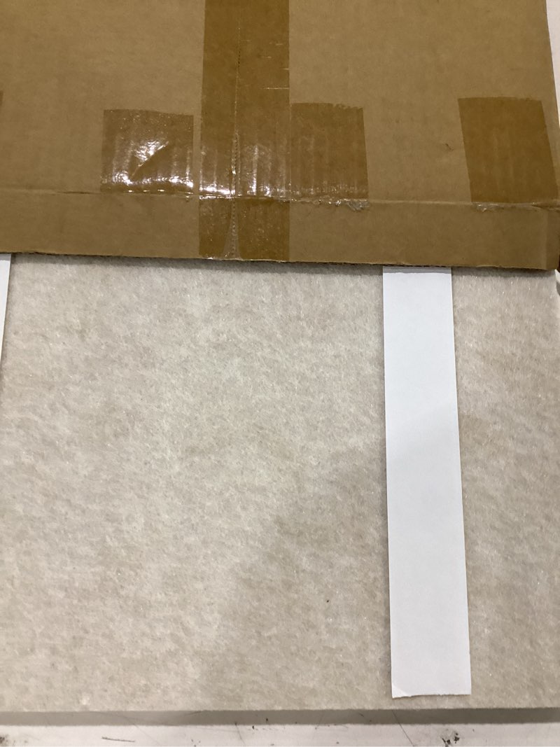 Condition photo showing Good Condition for aktop bulletin board, 24" x 16" foldable felt notice pin board for wall, decorative corkboard photo display board with self-adhesive tape, vision board cork board alternative with 25 pushpins - latte latte 24" x 16"