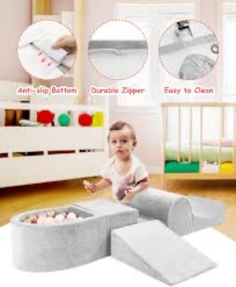 HOFISH Foam Playset with Ball Pit for Toddler Children, Playset Designed Easy to Clean or Install, C