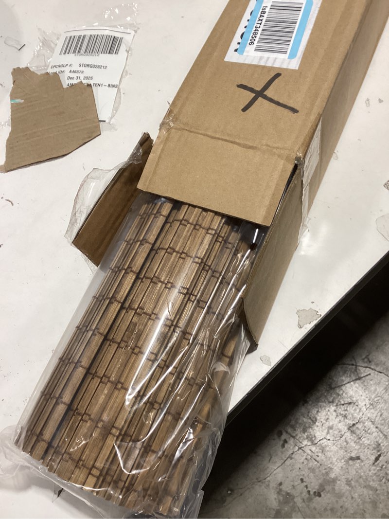 Condition photo showing Good Condition for Cordless Bamboo Roman Shades for Windows, Blinds Size (28 1/2" W × 64" H) Colour (Highfield Teak) Fits Windows (28 3/4" W × 64" H) Highfield Teak 28 3/4" W × 64" H