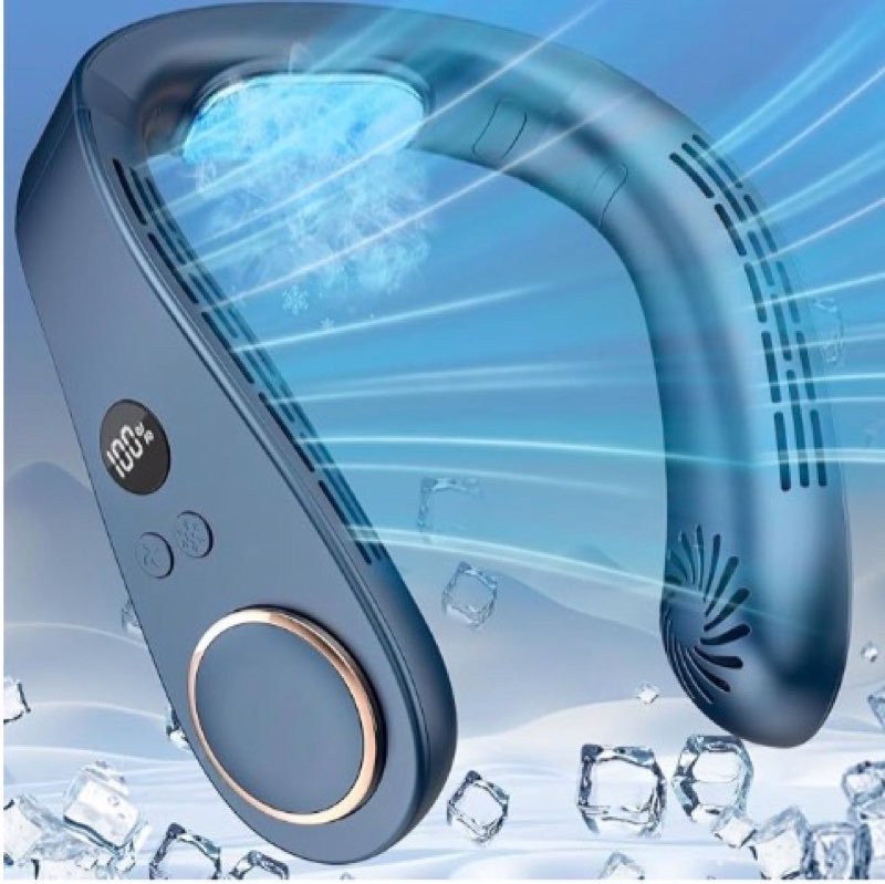 Neck Fan with Cooling Plate,5500mAh Neck Fans that Blow Cold Air Rechargeable Battery Operated,USB-C (BLACK)