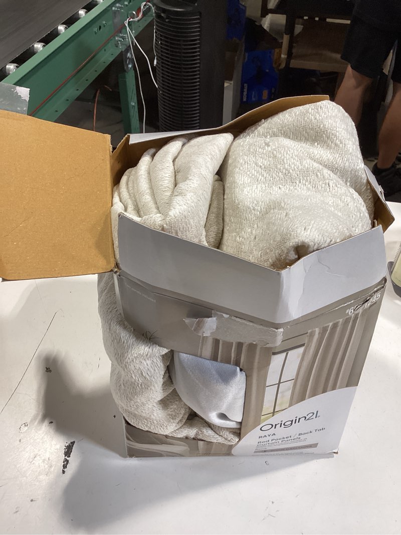 Condition photo showing Good Condition for origin 21 84-in bone room darkening interlined back tab curtain panel pair