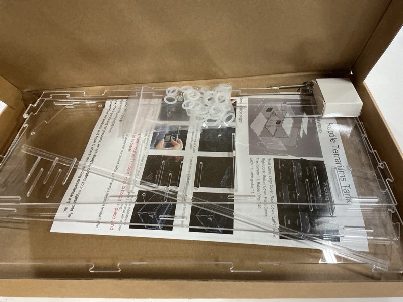 Condition photo showing Good Condition for reptile terrariums, with temperature hygrometer, 15.7"x9.9"x7.1"acrylic reptile breeding box terrarium cage tank for small reptile insect home office terrestrial l (no tray)