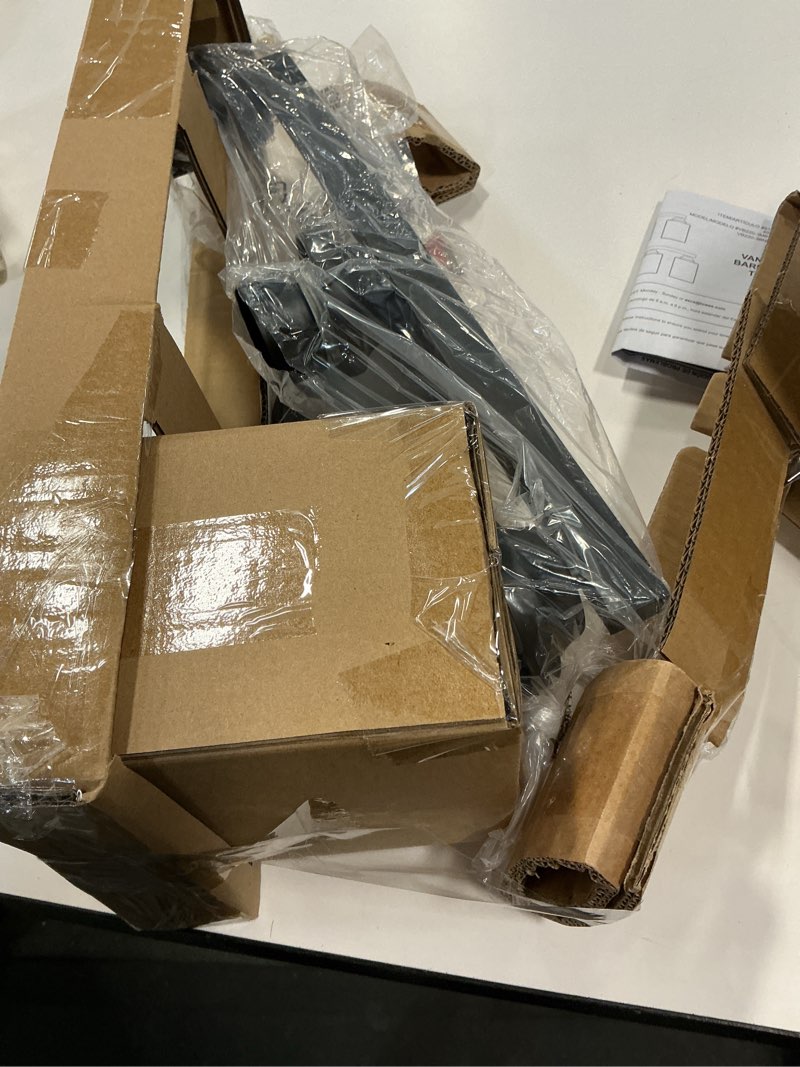 Condition photo showing Good Condition for allen + roth Emeryson 17.75-in 3 Light Matte Black Transitional Bathroom Vanity light(missing 2 glass shades)