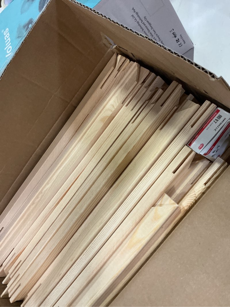 Condition photo showing Good Condition for yalikop 80 pcs 12 x 16 inch diy canvas stretcher bars set, solid wood canvas frame bars in 2 sizes easy to assemble for oil painting, acrylic art, gallery wrap, embroidery stitch and needlepoint arts