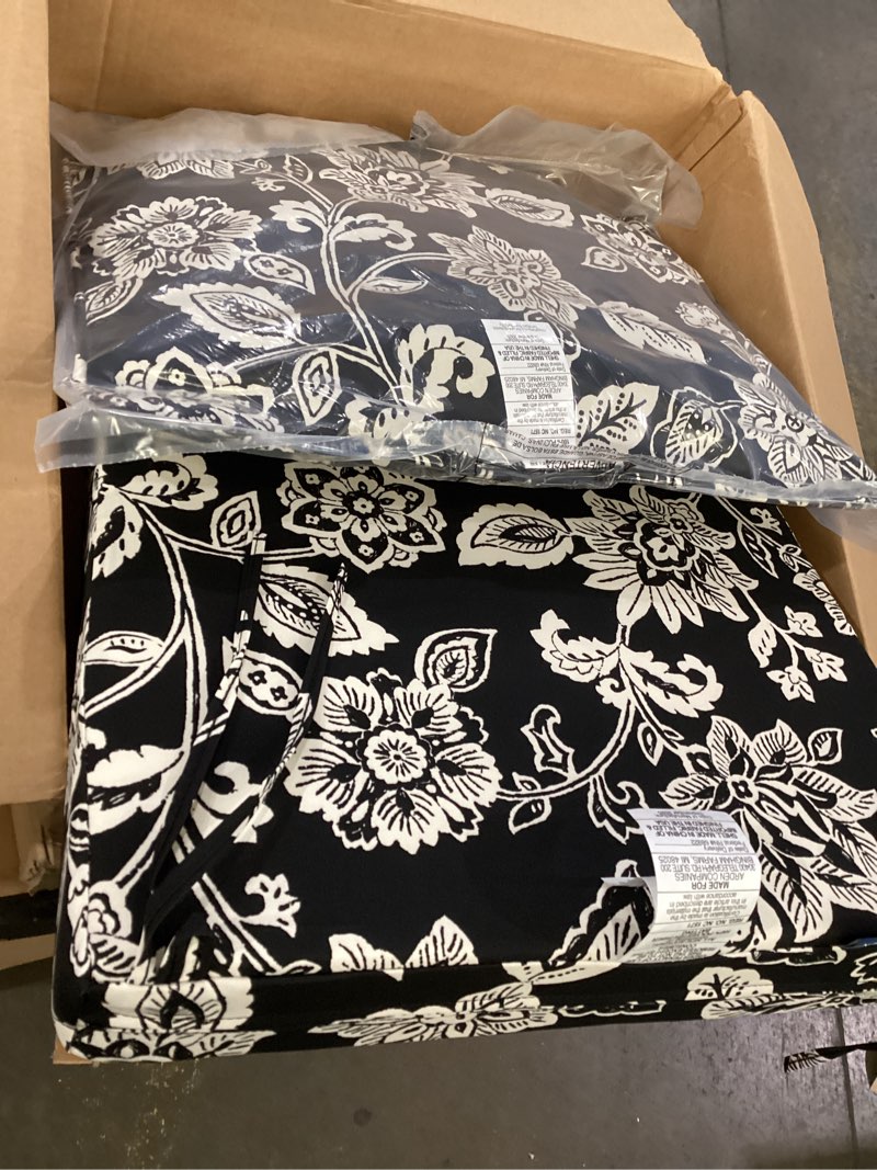 Condition photo showing As Is for arden outdoor foam deep seat cushion set, 22x24, premium high-density foam, never flattens, weather-proof for patio chair sofa couch, ashland black jacobean certi-pur foam ashland  jacobean 1 pack(similar to stock)