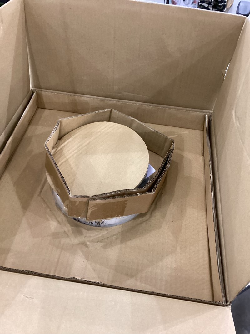 Condition photo showing New/Like New for Canarm Adira 14-Inch LED Flush Mount Ceiling Light, White Acrylic Drum, Integrated Dimmable LED, Modern Lighting for Bedroom or Kitchen