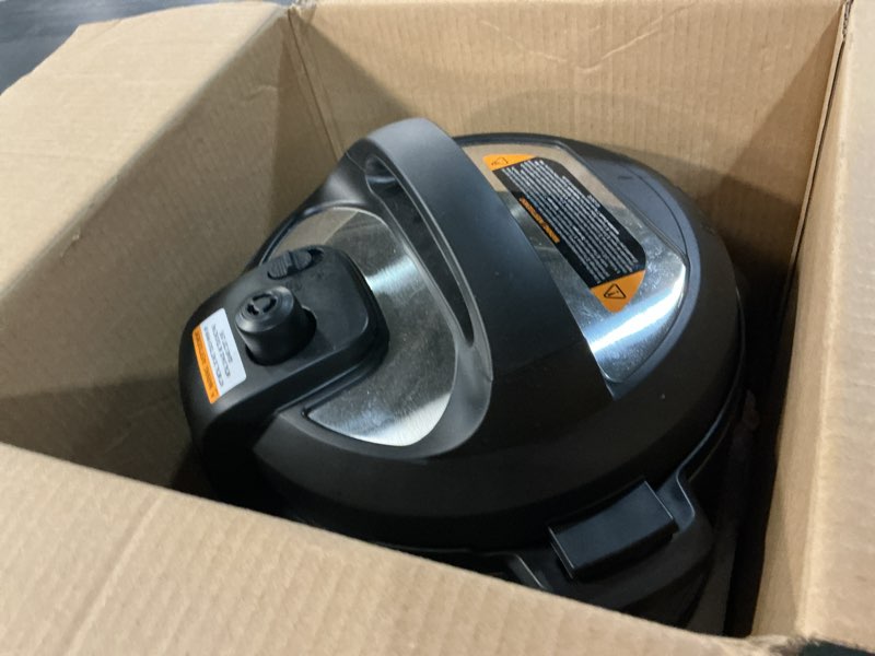 Condition photo showing As Is for instant pot duo 7-in-1 electric pressure cooker, slow cooker, rice, steamer, sauté, yogurt maker, warmer & sterilizer, includes app with over 800 recipes, stainless steel, 6 quart