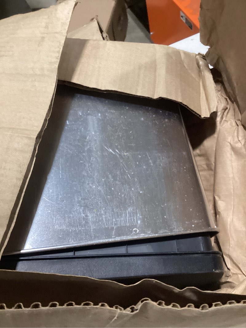 Condition photo showing As Is for simplehuman 6l semi-round step can, brushed stainless steel