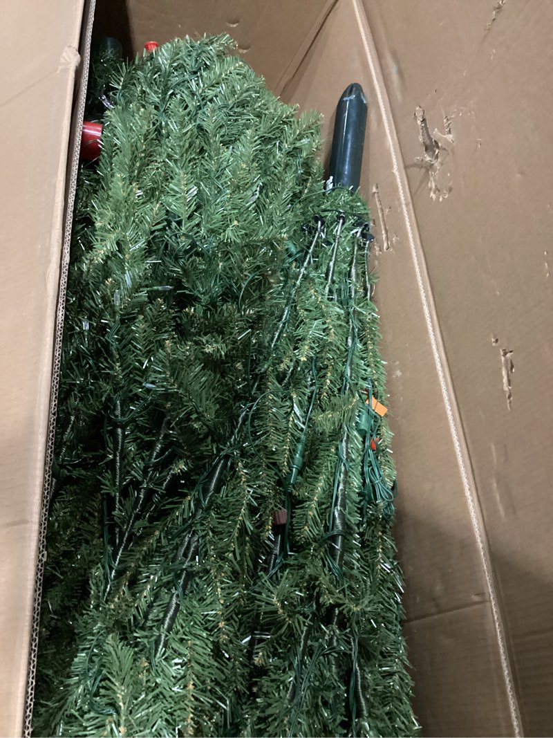Condition photo showing Good Condition for National Tree Company 9 ft Pre-Lit Dunhill Fir Artificial Christmas Tree, 900 LED Lights, 4,026 Tips, Foot Pedal, 10 Light Functions, Includes Stand, Green
