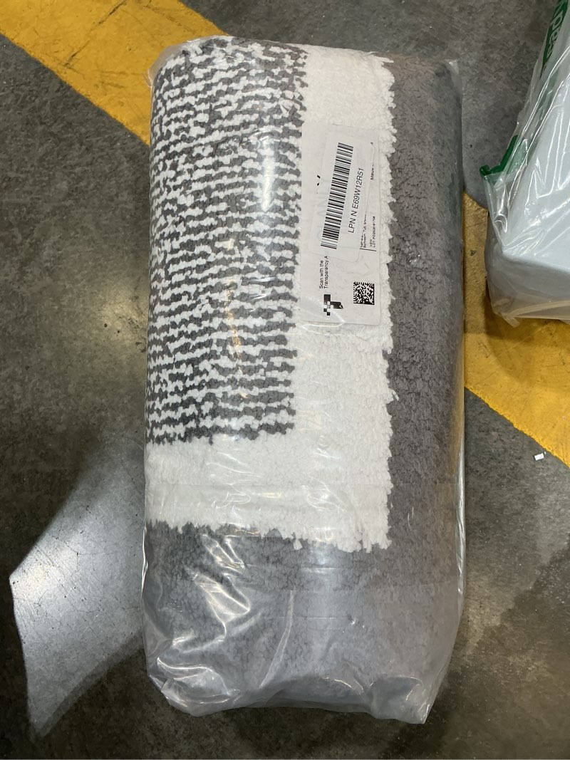 Condition photo showing New/Like New for olanly bathroom runner rug 59x24, extra soft and absorbent microfiber bath rugs, non-slip, machine washable, quick dry shaggy bath carpet, extra long bath mats for bathroom, tub, shower, dark grey 59" x 24" dark grey and white