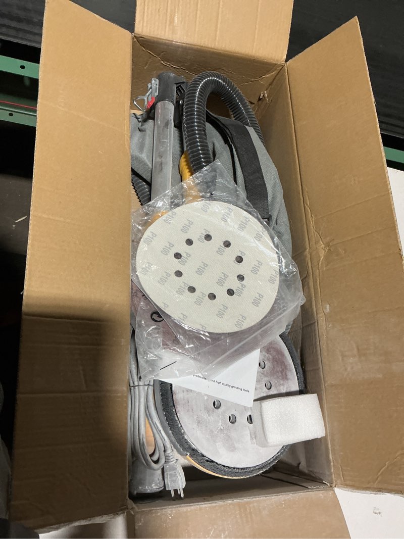 Condition photo showing As Is for Drywall Sander Tool, KUPERIA 8.5 Amp Popcorn Ceiling Removal Tool with 7 Variable Speed 800-1800RPM, Electric Drywall Sander with Extendable Handle, LED Light,6 Basic Sand Paper & 6 Grid Sandpaper Yellow