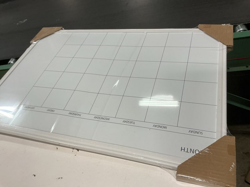 Condition photo showing Good Condition for VUSIGN Magnetic Dry Erase Calendar White Board for Wall, 30"x20" Calendar Whiteboard, White Wood Style Frame, Includes 2 Magnets and 5 Markers