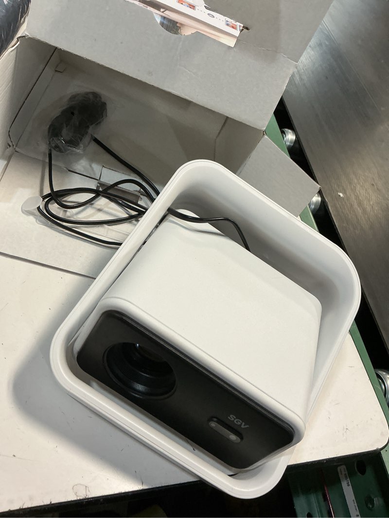 Condition photo showing As Is for sgv smart mini projector, electric focus keystone correction, 1080p 4k supported, android 12.0, dual-band wifi, hdmi/usb, portable projector for bedroom, outdoor, home theater gaming (s106)