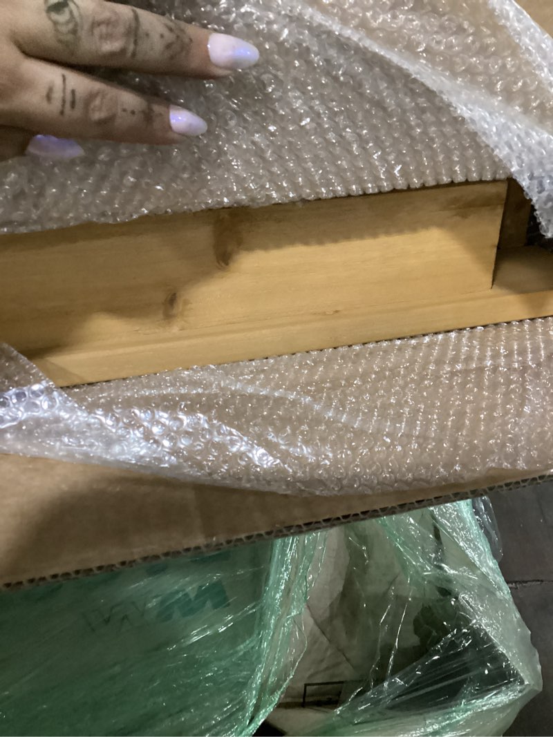 Condition photo showing Good Condition for similar to stock photo ….lue bona outdoor side table, hdps small outdoor table, adirondack side table, outside end table for patio, porch, deck, weather resistant/easy maintenance/indoor or outside use, teak color 16.1 in teak color 1