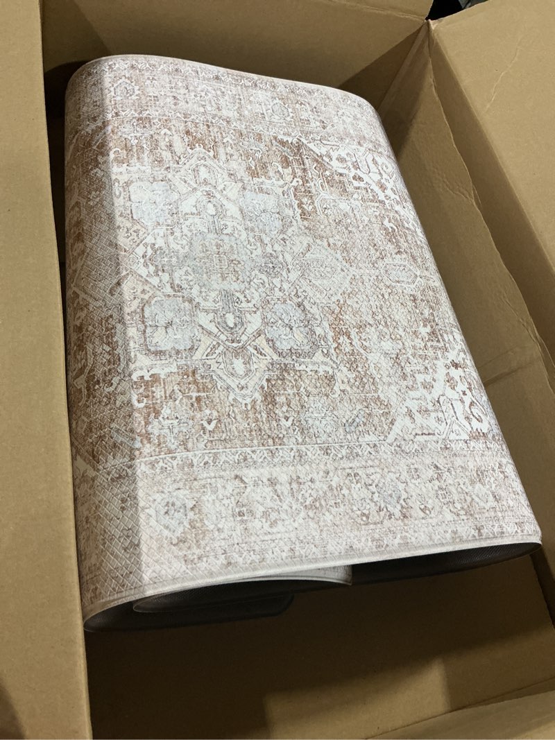 Condition photo showing Good Condition for genimo kitchen mats for floor, kitchen rugs non slip washable, waterproof anti fatigue mat, comfort standing runner rug for sink, office, laundry, home, 23.6"x71", blue&brown blue&brown 23.6"x71"--0.4 inches