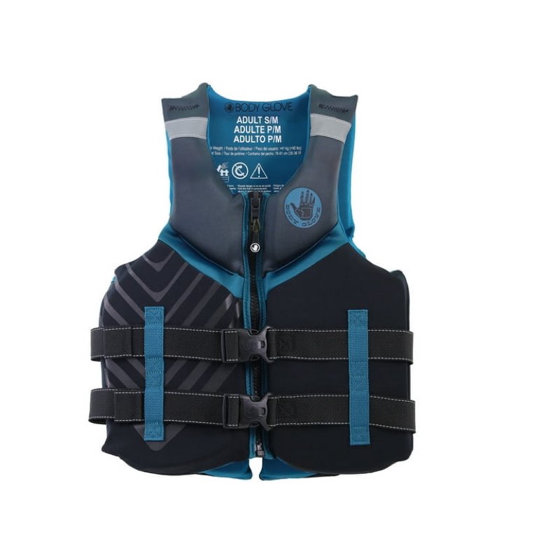 body glove men's adult neoprene pfd life jacket and vest, dual size s/m, blue