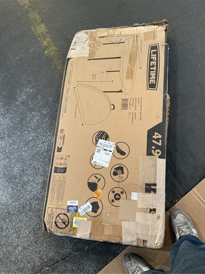 Condition photo showing New/Like New for Lifetime Light Commercial Fold-in-Half Round Table, 4-Foot Single Pack White Granite