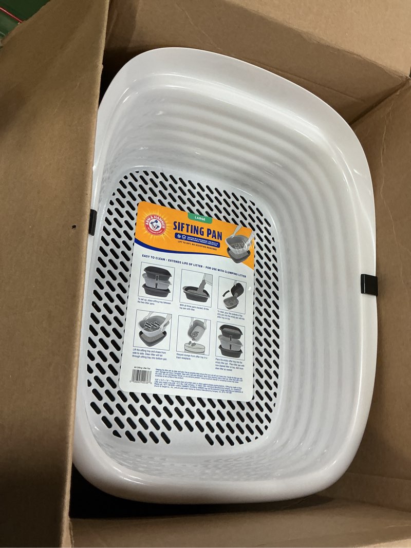 Condition photo showing New/Like New for arm & hammer large sifting litter box scoop free cat litter tray with microban, made in usa