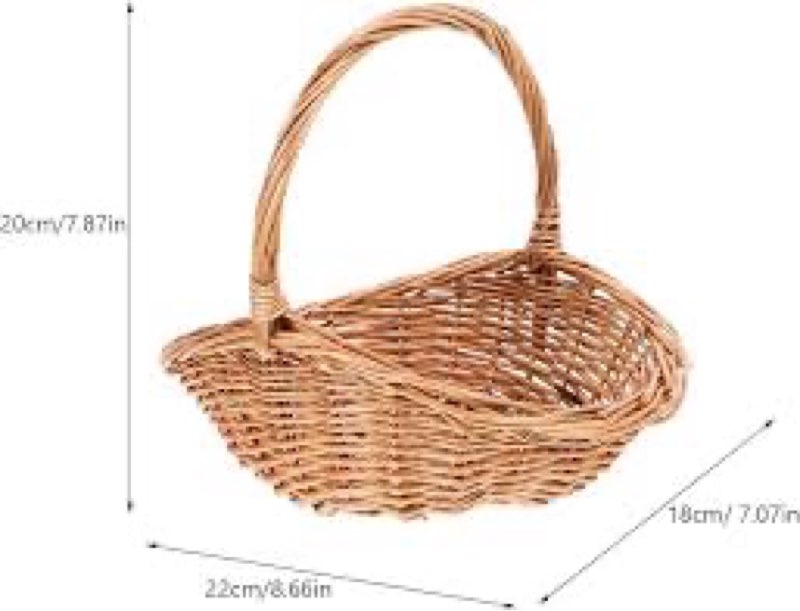 Handwoven Wicker Harvest Basket with Handle, Natural Storage and Picnic Basket, 15.7x13x15 Inches