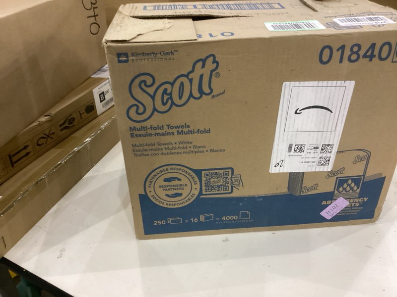 Condition photo showing New/Like New for scott professional universal multifold paper towels, bulk (01840), absorbency pockets, white, 9.2"x9.4" towel, compressed, compact (250 sheets/pack, 16 packs/case, 4,000 sheet total) 250 sheet (pack of 16)