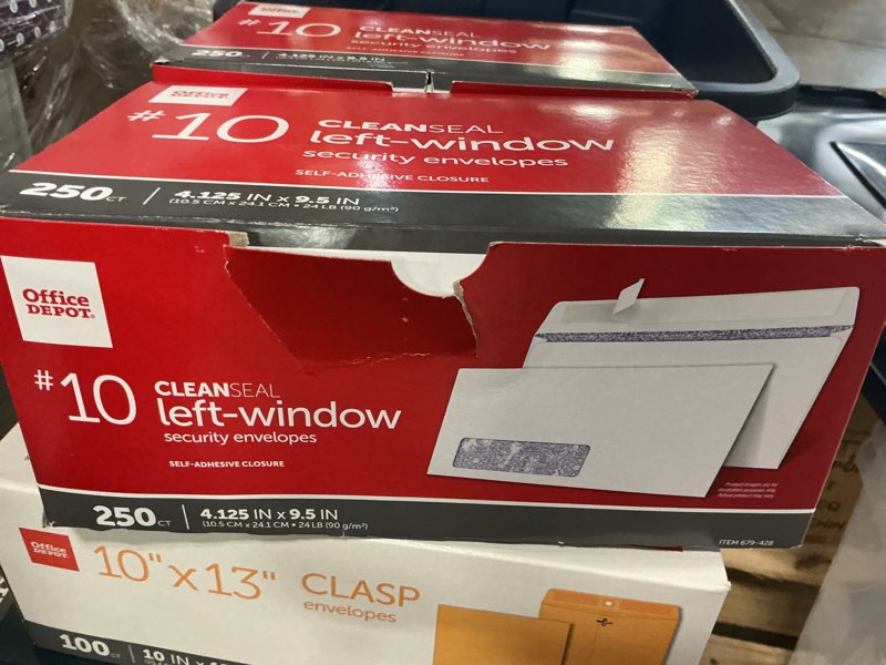 Condition photo showing New/Like New for office depot clean seal(tm) security window envelopes, #10 (4 1/8in. x 9 1/2in.), white, pack of 250, 77292