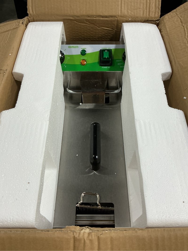 Condition photo showing Good Condition for nupant electric deep fryer with timer 10l/10.6qt commercial deep fryer with basket and lid, temp control, 1700w/110v stainless steel single oil fryer countertop fryer for home and restaurant use