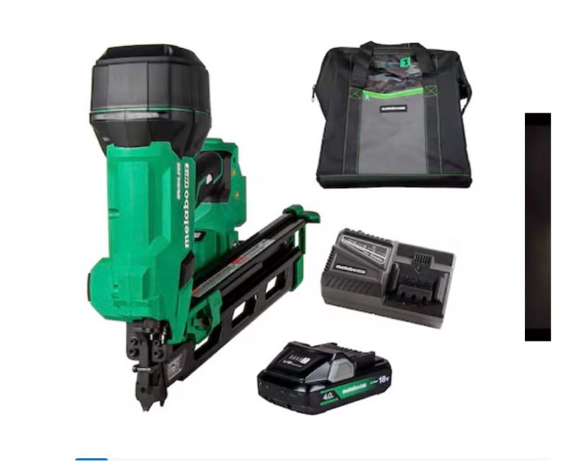 metabo hpt multi-volt 3-1/2-in 21 -degree cordless roundhead framing nailer (battery included and