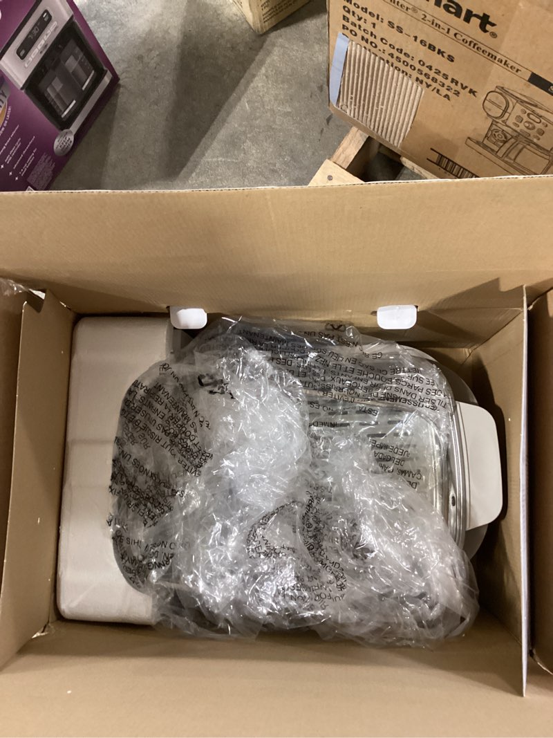 Condition photo showing Good Condition for bella 6.0 qt multi-cooker, ceramic nonstick coating, 4-in-1 versatility, 4 cooking functions, slow cook, sear, saute, steam, serves 7 people, dishwasher safe pot & tempered glass lid, tangle free cord wrap, oatmilk